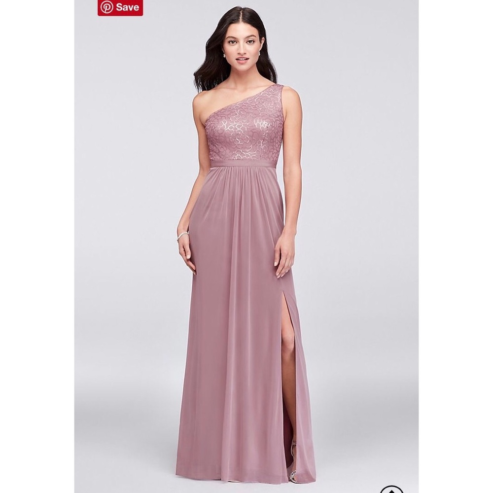 NWT! ONE SHOULDER FORMAL/BRIDESMAID DRESS WITH DAINTY FLORAL DESIGN!